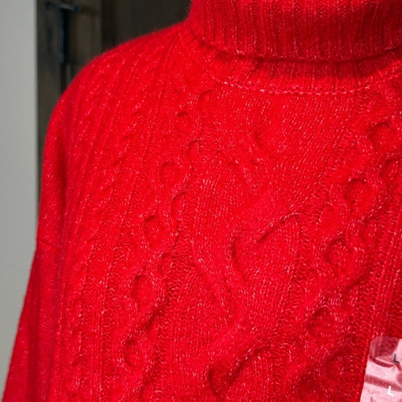 NWT GAP Red Cowl mock turtle Neck Sweater Cozy Soft Knit Size L - Picture 2 of 7